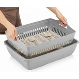 Kurtbay Şekil Flex Elek ve Alt Kum Kabı, Kapalı ve Açık Kedi Tuvaleti Uyumlu, 37,5X50X13 cm - Açık Gri