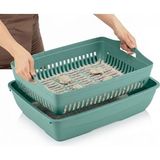 Kurtbay Şekil Flex Elek ve Alt Kum Kabı, Kapalı ve Açık Kedi Tuvaleti Uyumlu, 37,5X50X13 cm - Yeşil