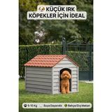 Kurtbay Şekil Flex Küçük Boy Plastik Köpek Kulübesi – Suya Dayanıklı Dış Mekan Köpek Evi 62X76X34 cm - Kahve