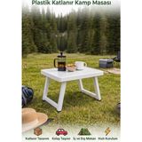Kurtbay Şekil Kurtbay Beyaz Plastik Katlanır Masa Sehpa Hafif ve Portatif Tasarım ile Kamp ve Piknik İçin Uygun