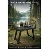 Kurtbay Şekil Kurtbay Siyah Plastik Katlanır Masa Sehpa Kamp ve Piknik İçin Kullanışlı Hafif Tasarım
