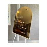 Kurtulan Lazer Tasarım Nişan Düğün ve Kına İçin Lüks Gold Pleksi Aynalı Karşılama Panosu 60x40 cm
