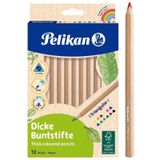 Kuru Boya Jumbo 12 Renk Tam Boy 1 Paket Naturel Jumbo Kuru Boya Kalemi 12'li Üçgen Kolay Kullanım Canlı Renkler
