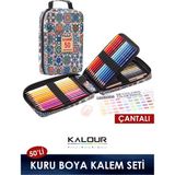 Kuru Boya Kalem Seti 50 Renk, Çantalı (Defter+Blender ve Jel Kalem+Kalemtraş Hediyeli) - Karışık/Çok Renkli - 20cm - yağ bazlı