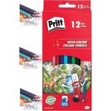 Kuru Boya Kalemi 12 Renk Karton Kutu 1 Paket Pritt 12 Li Kuruboya Tam Boy Renkli Kalem Kaliteli Yumuşak Uçlu Canlı Renk - Çok Renkli