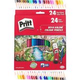 Kuru Boya Kalemi 24 Renk Karton Kutu 1 Paket Pritt 24 Lü Kuruboya Tam Boy Renkli Kalem Kaliteli Yumuşak Uçlu Canlı Renk - Çok Renkli