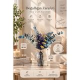Kuru Çiçek Deposu Premium Lavanta, Okaliptus, Stipa, Cipso ve Civanperçem Cam Vazolu Doğal Kuru Çiçek Aranjmanı