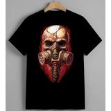 Kuru Kafa Gaz Maske Neon Sanat Unisex Erkek Kadın Oversize Tişört Siyah - XL