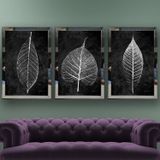 Kuru Yaprak-2 Temalı Aynalı Çerçeveli 3 lü Kanvas Tablo Seti 150x70 cm SETS0018