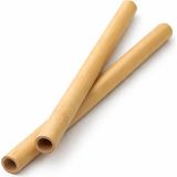 Kuru Yeşil Bambu Pipet – 2 Adet – Bez Çanta İçinde – Doğal ve Tekrar Kullanılabilir - Krem