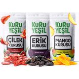 Kuru Yeşil - Kuru Çilek - Kuru Mango - Kuru Erik - Mürdüm Eriği - Mango Kurusu - Meyve Kurusu - 3 x 50 Gr - 150 gr