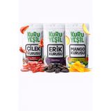 Kuru Yeşil Kuru Çilek - Kuru Mango - Kuru Erik - Mürdüm Eriği - Mango Kurusu - Meyve Kurusu - 3 x 50 Gr