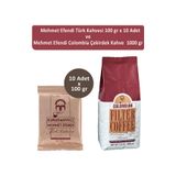 Kurukahveci Mehmet Efendi 10x100 gr Türk Kahvesi + 1 kg Colombian Çekirdek Kahve