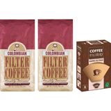 Kurukahveci Mehmet Efendi 2li Colombian Filtre Kahve 250 gr & coffee Filters Filtre Kahve Kağıdı No:4 100'LÜ Paket