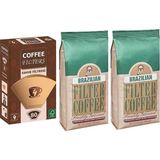 Kurukahveci Mehmet Efendi Brazilian Filtre Kahve 2X250 gr + Coffee Filters Kahve Kağıdı No:4 80'li - Sifon (Syphon) - 500 gr
