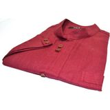 Kurular Tekstil Cift Düğme Kısakol Pamuk Gömlek - 2XL - Bordo
