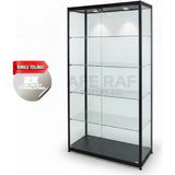 Kurulu Vitrin, Camlı Vitrin,koleksiyon ,teşhir, Cam,dolap - 40X80X180 - Siyah
