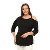 Kurun's Collection Büyük Beden Asimetrik Tek Omuz Bant Detaylı Bluz-1