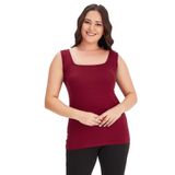 Kurun's Collection Büyük Beden Kare Yaka Kalın Askılı Atlet Bluz Bordo 42-44