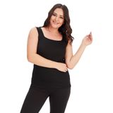 Kurun's Collection Büyük Beden Kare Yaka Kalın Askılı Atlet Bluz Siyah 46-48