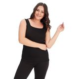 Kurun's Collection Büyük Beden Kare Yaka Kalın Askılı Atlet Bluz Siyah 50-52