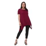 Kurun's Collection Büyük Beden Kısa Kol Yırtmaçlı Basic Bluz Bordo 38-40
