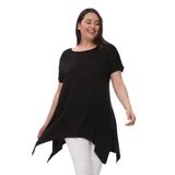 Kurun's Collection Büyük Beden Kısa Kol Yırtmaçlı Basic Bluz Siyah 50-52
