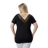 Kurun's Collection Büyük Beden Sırt V Güpür Bluz Siyah 42-44