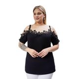 Kurun's Collection Büyük Beden Yaka Güpürlü Askılı Bluz Siyah 38-40