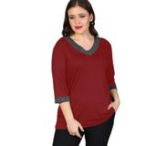 Kurun's Collection Büyük Beden Yaka Kolucu Sim Bluz Bordo 46-48