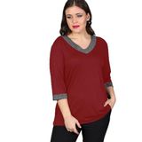 Kurun's Collection Büyük Beden Yaka Kolucu Sim Bluz Bordo 50-52