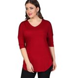 Kurun's Collection Büyük Beden Yan Yırtmaç Yarım Kol Bluz Bordo 38-40