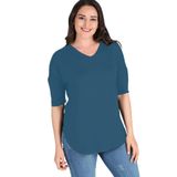 Kurun's Collection Büyük Beden Yan Yırtmaç Yarım Kol Bluz İndigo 54-56