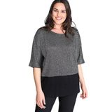 Kurun's Collection Gümüş Yarım Kol Simli Altı Bluz Gümüş 46-48
