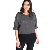 Kurun's Collection Gümüş Yarım Kol Simli Altı Bluz Gümüş 50-52