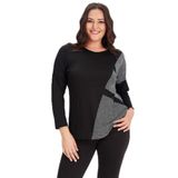 Kurun's Collection Sim Detaylı Büyük Beden Uzun Kol Bluz Siyah 46-48
