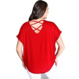 Kurun's Collection Sırt Çapraz Kısa Kol Bluz Kırmızı - 46-48