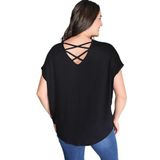 Kurun's Collection Sırt Çapraz Kısa Kol Bluz Siyah 50-52