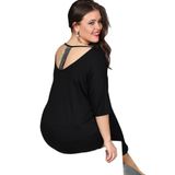 Kurun's Collection Sırt Dekolteli Pul Payet Bantlı Yarım Kol Bluz Siyah 50-52