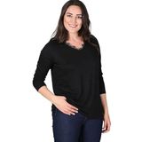 Kurun's Collection Yaka Dantel Detaylı Uzun Kol Bluz Siyah 46-48