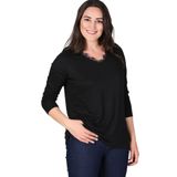 Kurun's Collection Yaka Dantel Detaylı Uzun Kol Bluz Siyah 50-52