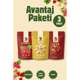 KURUŞUK Smoothie Başlangıç Seti, Çilek, Muz, Frambuaz 3'lü Karışık Paket - Dondurularak Kurutulmuş Meyve Kurusu İlave Şekersiz 3x20 gr