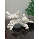 kuş biblo 2 li dal üzerinde kuş biblo BEYAZ GOLD DETAYLI