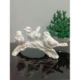 kuş biblo 3 lü dal üzerinde kuş biblo BEYAZ GOLD DETAYLI