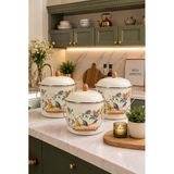 Kuş Desenli Emaye Bakraç Yoğurt Bakliyat Kabı Seti 24-26-28 Cm 95411