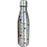 Kuş Desenli Gri Paslanmaz Çelik Çift Katmanlı Su Şişesi 500ML