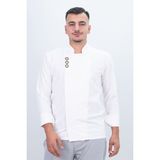 Kuş Gözü Şef Gömlek Aşçı Kıyafeti Chef Aşçı Forması - Beyaz