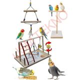 Kuş Oyuncağı Kuş Oyun Parkı Salıncak T Tünek 3 Lü Set Muhabbet Papağan Oyuncağı Kuş Aksesuarları