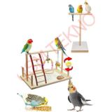 Kuş Oyuncağı Kuş Oyun Parkı Ve T Tünek Muhabbet Kuşu Papağan Oyuncağı Kuş Aksesuarı