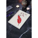 Kuş Tüy Desenli Ahşap Defter - Ajanda - Günlük - Çizgisiz Defter-Anı Defteri-Hediyelik A5 Notebook